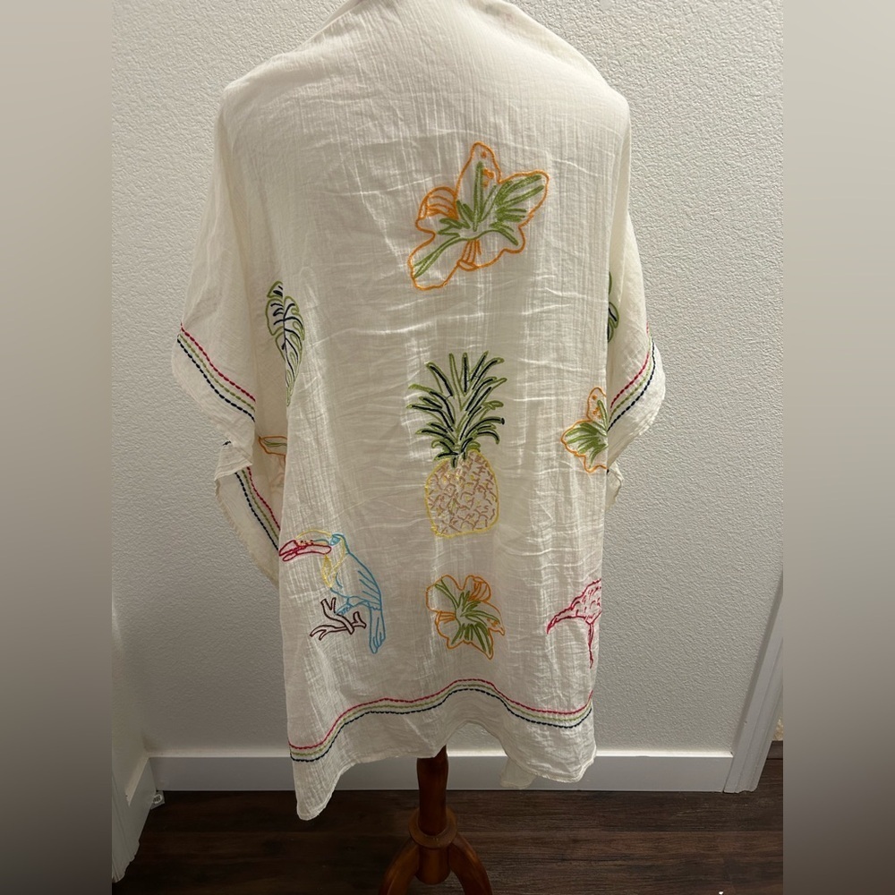 Soft Surroundings White Kimono with Embroidered Details - Picture 3 of 3